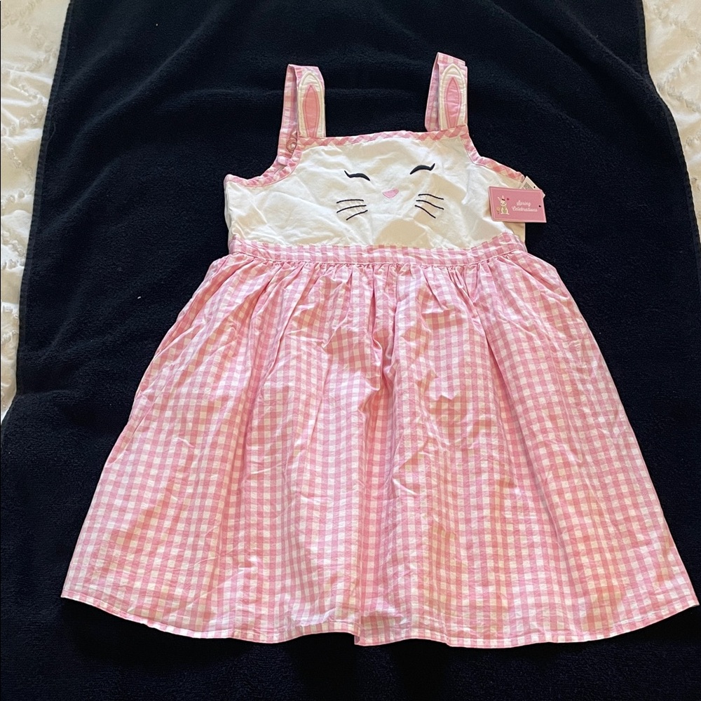 Gymboree Pink and Cream Bunny Easter Gingham Dress NWT Girls size 10